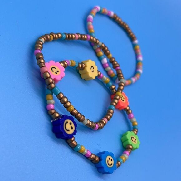 Y2K Bracelets “Golden 3” Stretchy Beaded Bracelets - Picture 2 of 3